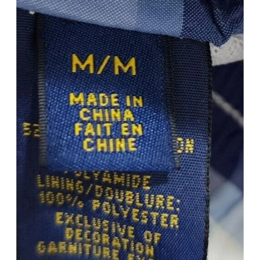 Polo Ralph Lauren Blue Plaid Drawstring Swim Shorts Trunks Size M‎ Yellow Pony